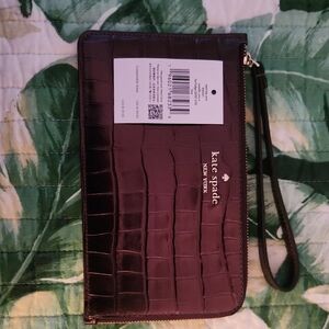 Kate Spade Plum Croc Embossed Wristlet